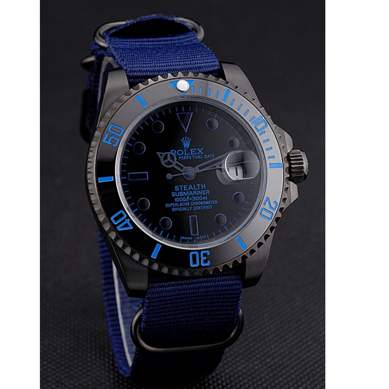 Rolex aaa copy Submariner Blue Nylon 622008 Stealth Strap Rolex 0706